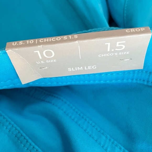 Chico's 2-Piece Set Turquoise Slim Crop Pants & Tank Top NWT - Picture 15 of 16